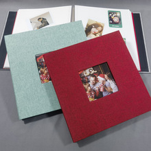 厂家批发16寸麻布相册开窗自粘覆膜相薄影楼相册diy相册 可定LOGO