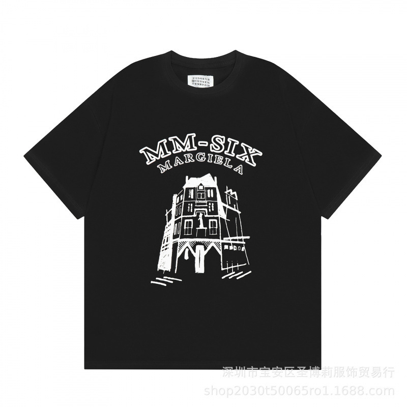 クロスボーダー メゾン マルジェラ マルジェラ デジタル プリント MM6 ピュアコットン 高品質 メンズ Tシャツ レディース 半袖 トレンド|undefined