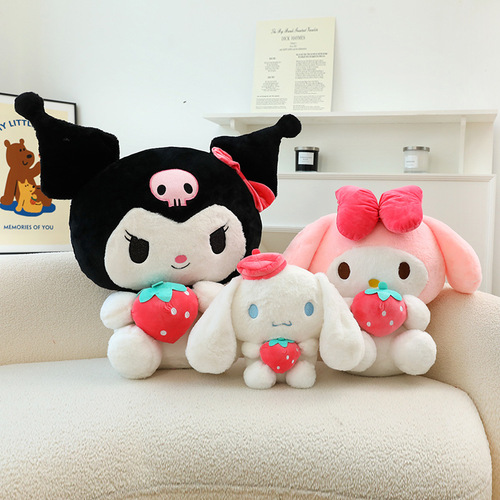 New Japanese Kuromi holding strawberry dress plush doll Kuromi little devil Melody doll rag doll