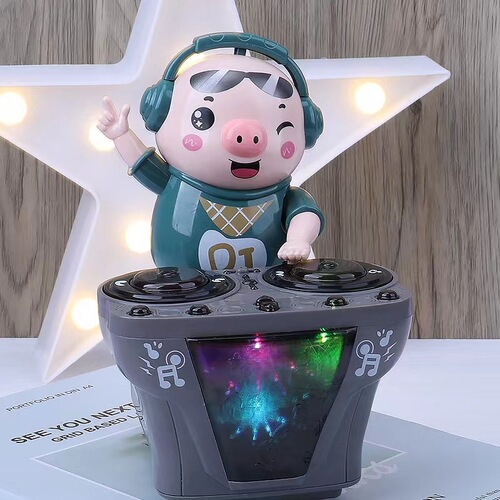 Children's toy baby educational early education multifunctional singing and dancing robot electric swing DJ piggy