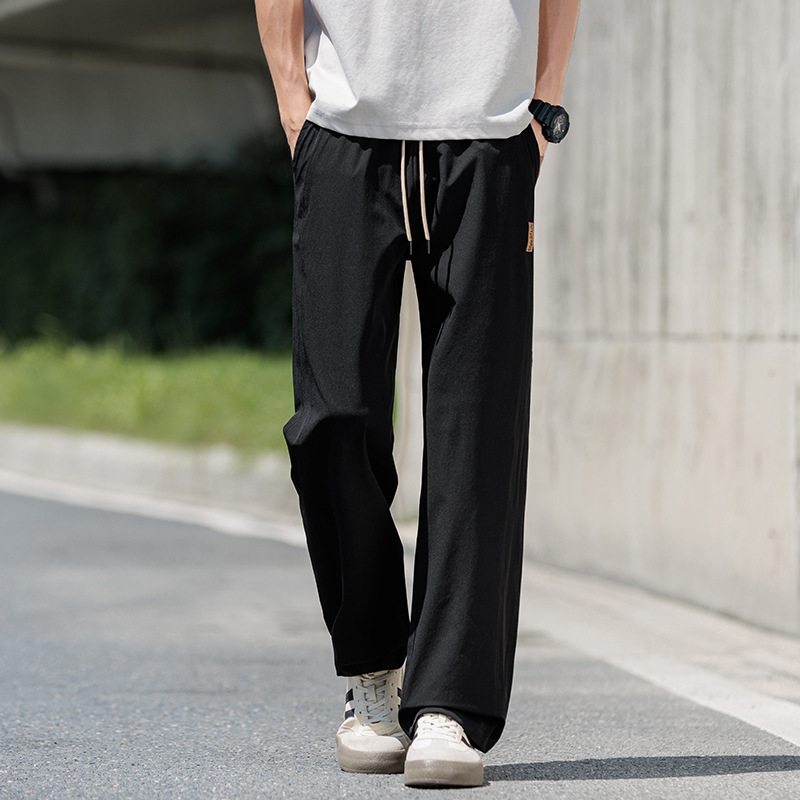 夏カジュアルパンツ、涼しく通気性の良い薄手のトレンディなストレートレッグルーズパンツ、メンズ大きいサイズの速乾性ワイドレッグカジュアルパンツ|undefined