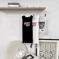 Ch4Ss New Comic Girl Vest Dress Letter Print Design One-Piece Multi-Wear Dopamine Color Series