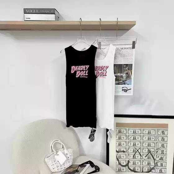 Ch4Ss New Comic Girl Vest Dress Letter Print Design One-Piece Multi-Wear Dopamine Color Series