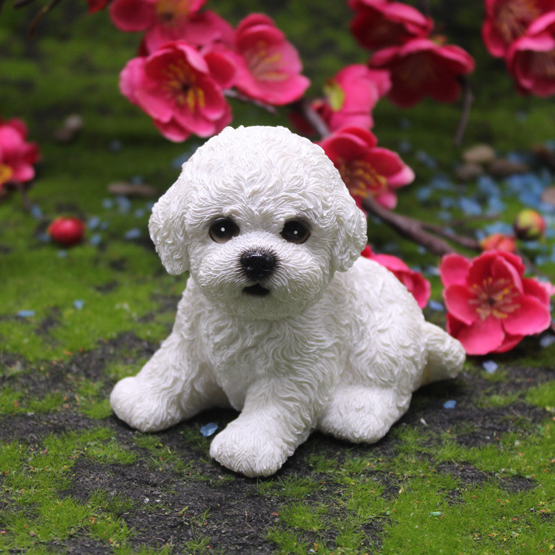仿真可爱比熊犬模型摆件跨境树脂工艺品车内装饰家居小狗生日礼物|undefined
