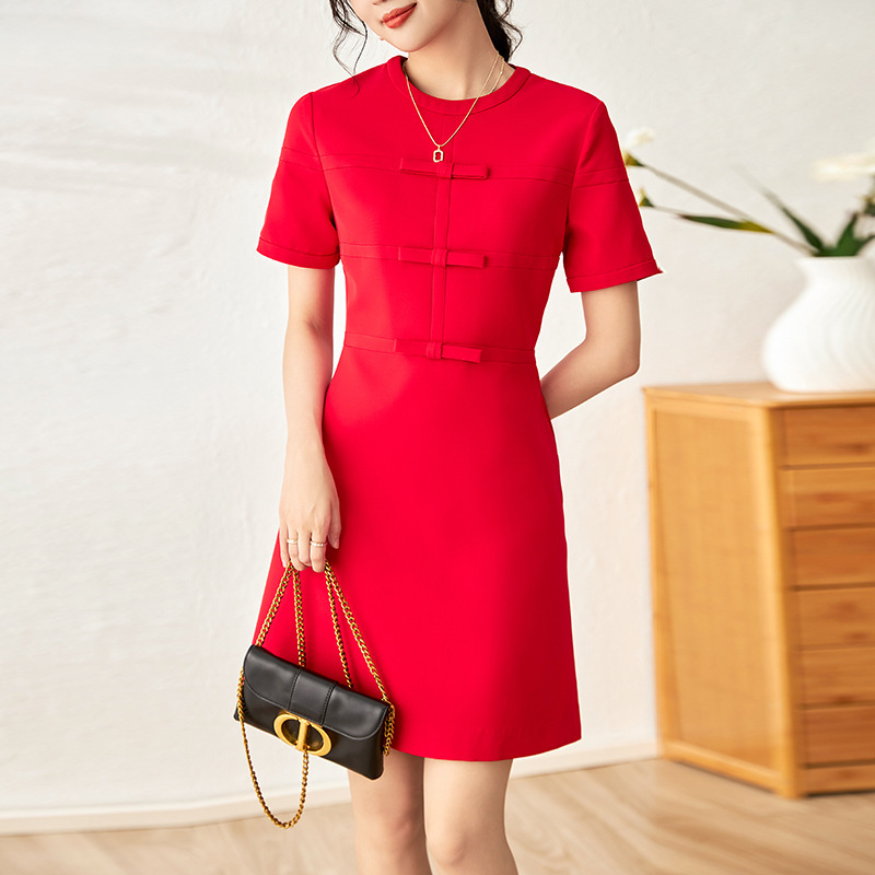 Đầm maxi nữ thắt eo mùa hè tay ngắn — 2314101 - Màu cam chi tiết 1