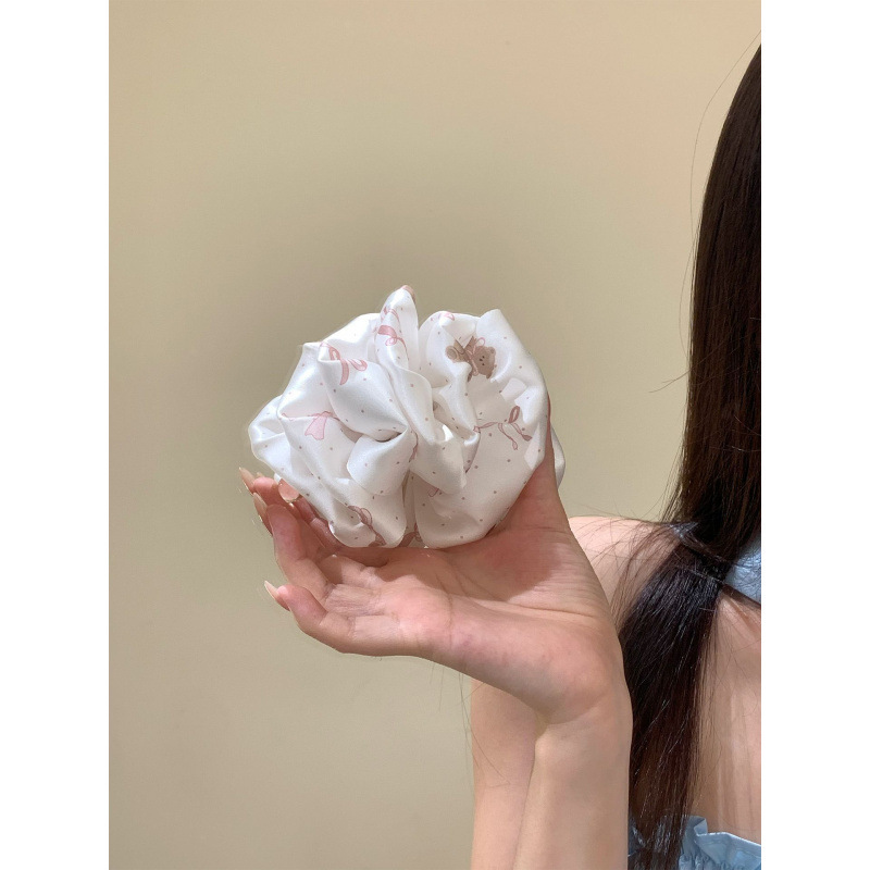 清甜香蕉夹浅蓝小熊蝴蝶结印花扎高马尾温柔软妹风轻松青春少女感|undefined