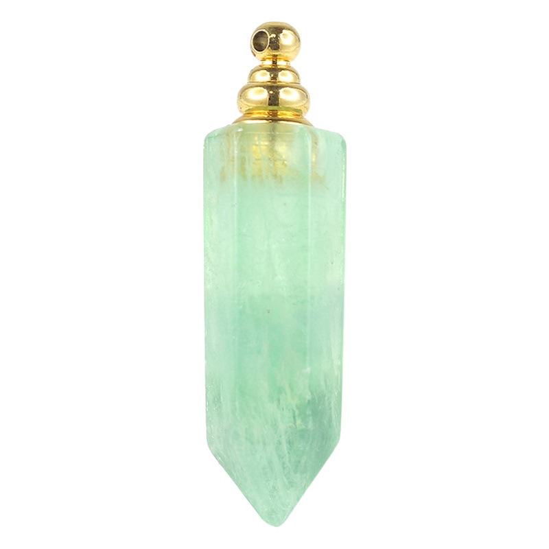 Natural crystal fluorite column aromatherapy bottle pendant empty bottle can hold perfume essential oil lucky stone crystal pendant