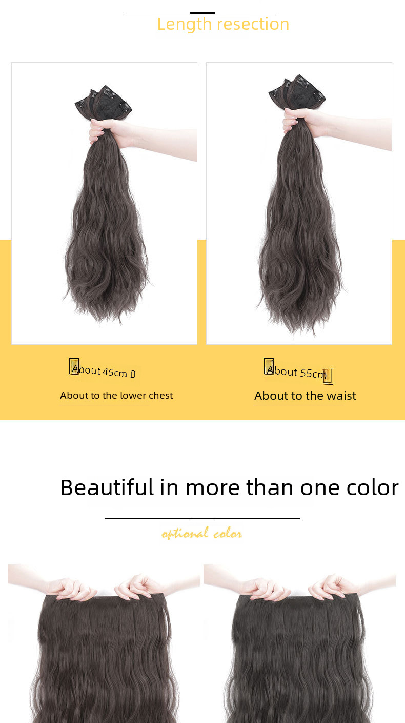 Pruik dames lang haar eendelige waterrimpel pruik onzichtbare naadloze haarverlenging driedelig lang krullend haar grote golf_voghion.com