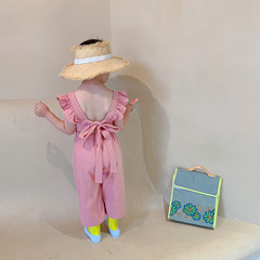 Children's sweet jumpsuit summer girls anti-mosquito pants holiday style trousers children's pants 3-8 years old children's clothing one piece drop shipping