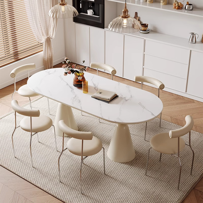 Danvance estilo francés crema de viento tabla de roca mesa de comedor red doméstica mesa de comedor silla pequeña casa rectangular mesa de comedor del Santo Grial