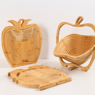 Environmental Protection Creative Home Decoration Bamboo Fruit Tray Household Tea Table Living Room Decoration Storage Heat Insulation Bamboo Crafts
