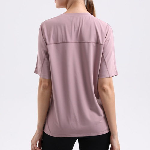 New  Women's Loose Plus Size Yoga T-Shirt Gym Running Short Sleeve High Elastic Fitness Top