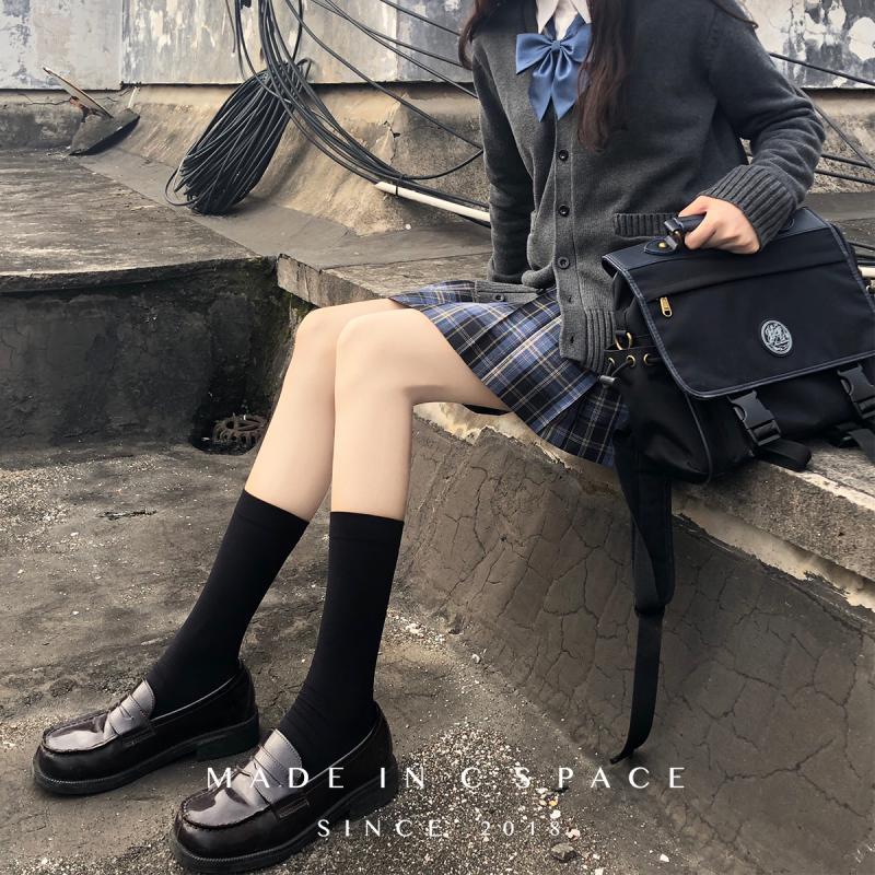 Medias Altas de Terciopelo para Mujer, Efecto Afinador de Piernas, Estilo JK