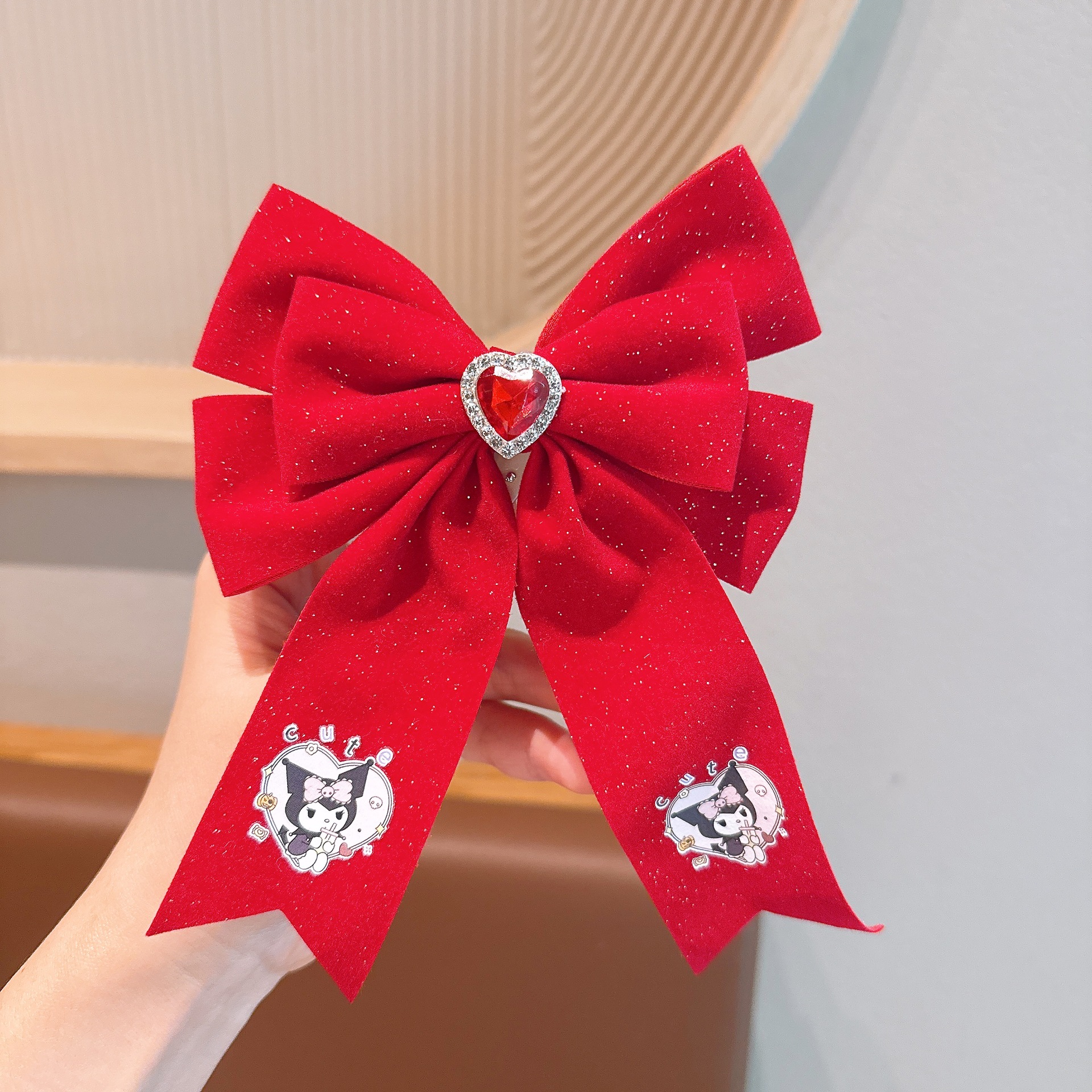 Nuevo estilo coreano para niños arco de Año Nuevo rojo niñas uniformes de Año Nuevo rojo esquinilla clips top clips de cadena clips de pelo