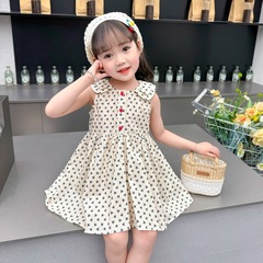 女童圓點背心連衣裙無袖小女孩可愛公主裙夏裝兒童女寶寶裙子洋氣