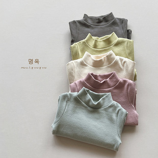 Children's Base Shirt Autumn and Winter New Cotton Cashmere Stretch Top Children's All-match Base Shirt Baby Korean Children's Wear
