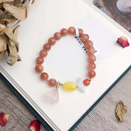 中国风金草莓晶手链和田玉手串粉晶时尚莲蓬吊坠简约个性饰品手饰