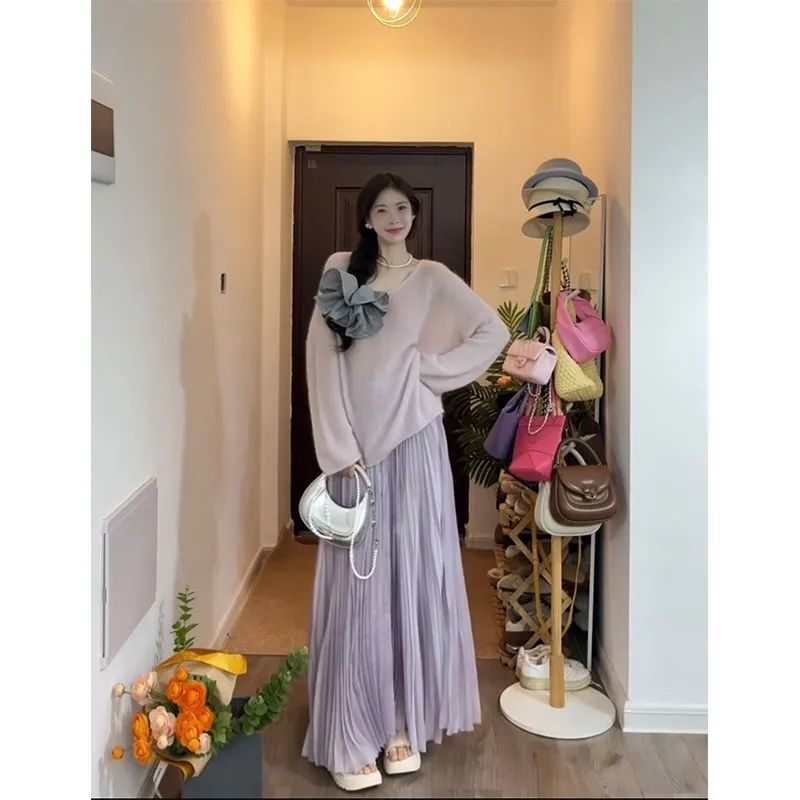 보라색 주름 스커트 [화둬 셀렉션]