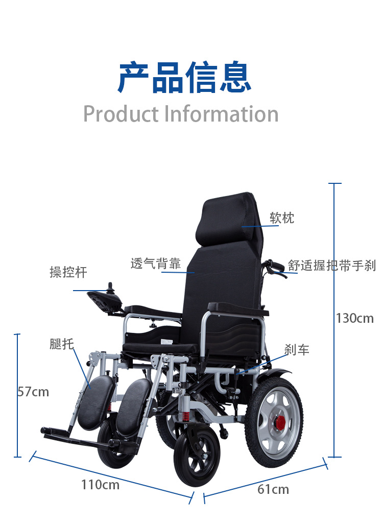 Electric Wheelchair for the Elderly, Intelligent Fully Automatic Foldable Portable Wheelchair for the Disabled and Elderly Four-Wheel Scooter
