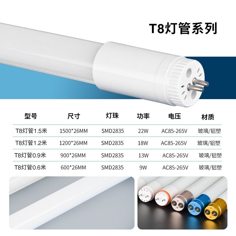led玻璃灯t8管厂家批发led灯管仓库t5铝塑长条灯地下室照明灯白光|undefined