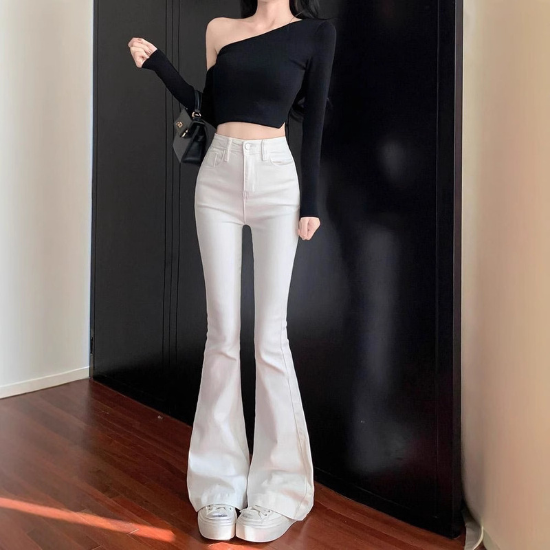 White High Waist Jeans Women's 2025 Spring New Stretch Slim-Fit Slimming Straight Pants Spice Girls Slight Pants