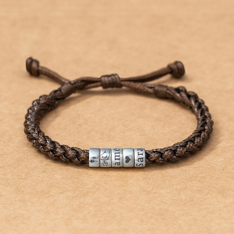 European and American Cross-Border Pod Custom-Engraved Ring Buckle Bead Braided Bracelet Retro Simple Jewelry Niche Design European and American Cross-Border Pod Custom-Engraved Ring Buckle Bead Braided Bracelet Retro Simple Jewelry Niche Design