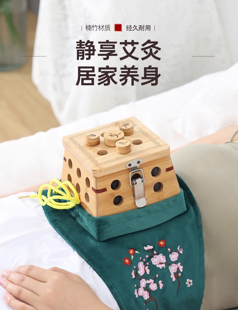 Bamboo Moxibustion Box with Smoke Filter Portable Moxa Warmer for Home Back Waist and Abdomen Use with 2 Aged Moxa Sticks specifications