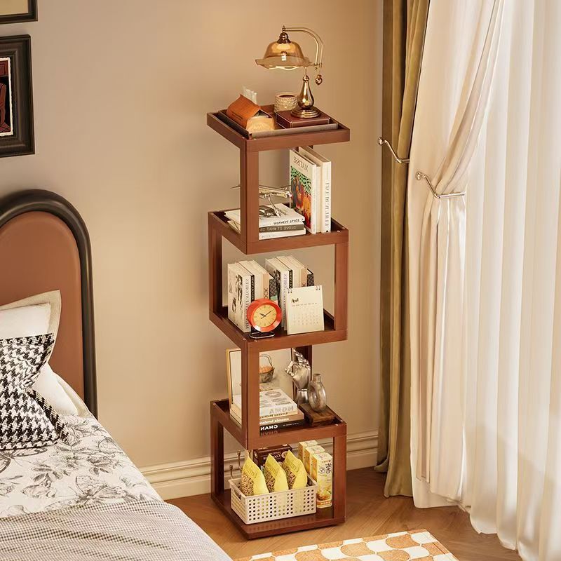 Rotating Corner Storage Rack for Home Use, Living Room Side Table, Wall-Mounted Storage Rack, Sofa Side Table, Vintage Style Simple Bookshelf Rotating Corner Storage Rack for Home Use, Living Room Side Table, Wall-Mounted Storage Rack, Sofa Side Table, Vintage Style Simple Bookshelf