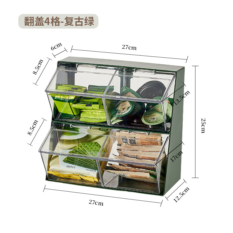 Caja de almacenamiento de bolsas de té a prueba de polvo con tapa café leche té organizador estante de almacenamiento acrílico transparente Oficina escritorio sala de té