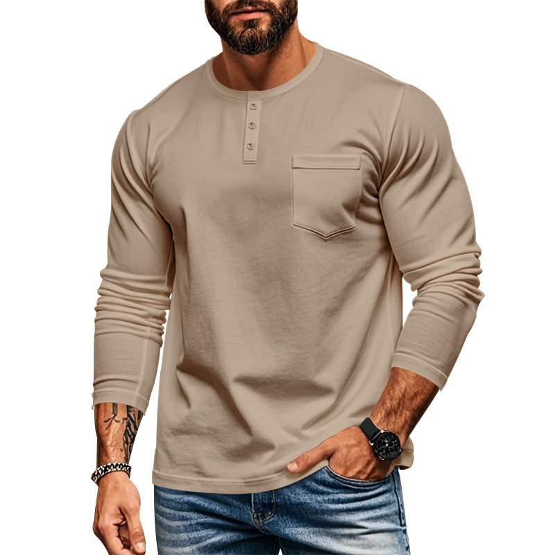 European And American 24 Cross-Border Men's Autumn Winter Round Neck T-Shirt Slim Fit Breathable Pullover Casual Long_voghion.com