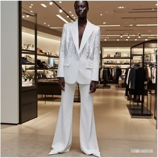 Trendy Internet-Famous Embroidered Sequin Loose-Fitting Unique Designer Two-Piece Suit Set