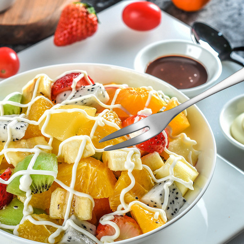 304 Stainless Steel Fruit Fork Thick Dessert Two-Tine Fork Cake Mooncake Fork Western Food Fork Hotel Home Dining Fork