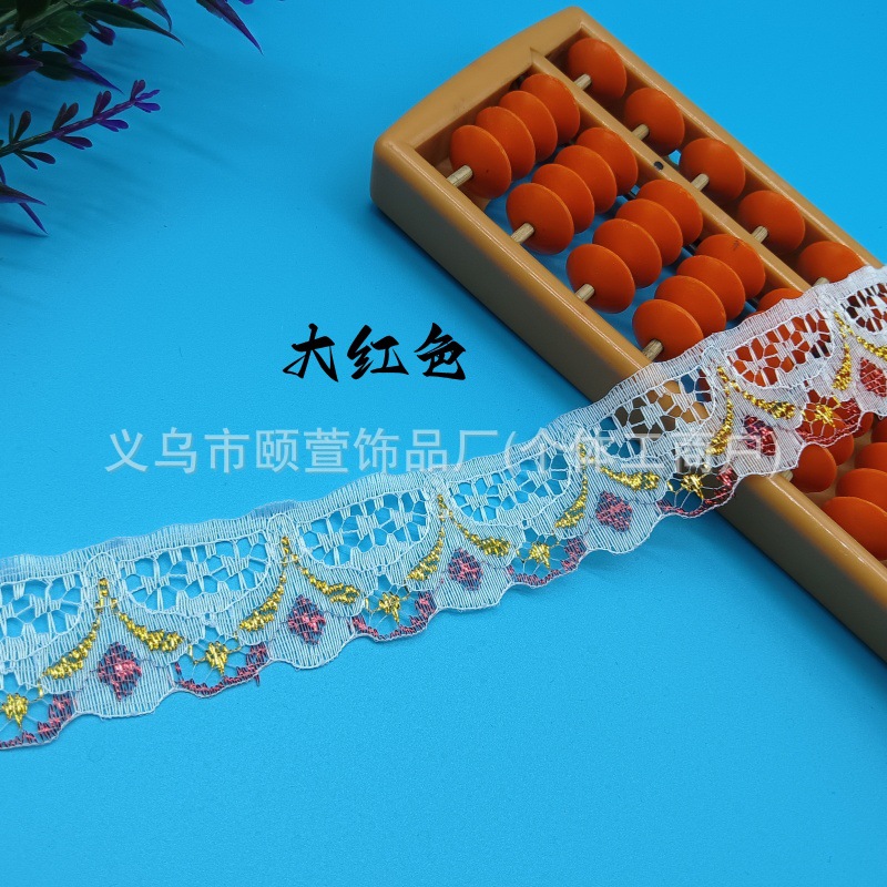 Inventario de 3 cm de estilo nacional de encaje sin bala ropa infantil encaje DIY muñeca accesorios de vestido de boda