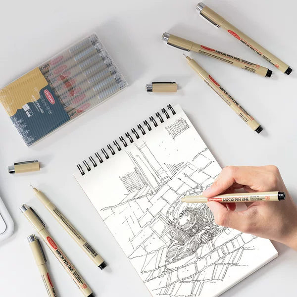 Art Black Needle Pen Soft Tip Comic Hand-Painted Hook Line Pen Waterproof Marker Pen Sketch Br Sketch Engineering Stroke