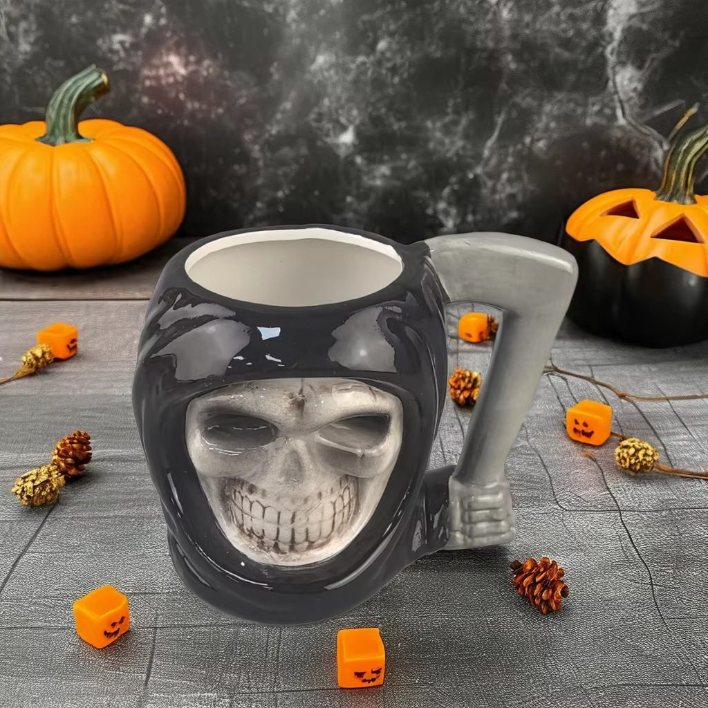 Taza de cerámica de calavera de terror de Halloween cuidadosamente seleccionada Taza de café Taza de agua americana Taza de Halloween Taza personalizada