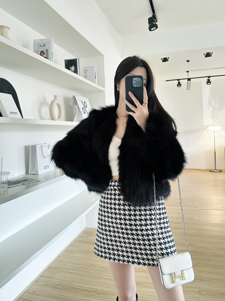 Fur Coat Women's Faux Fox Fur Short Fashion Slim Top Jackets