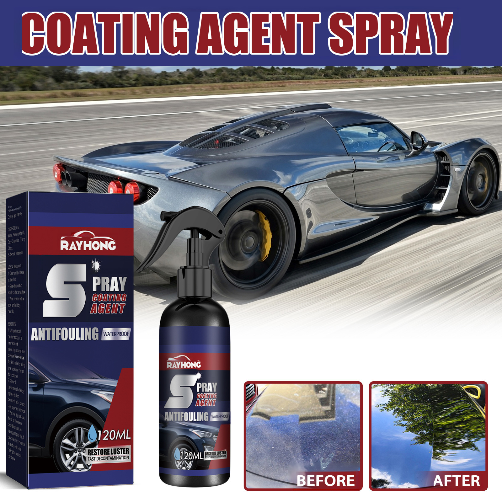 Rayhong Car Coating Spray, Paint Care Surface Degreasing, Darkening, and Enhancement Car Coating Nano Coating Spray