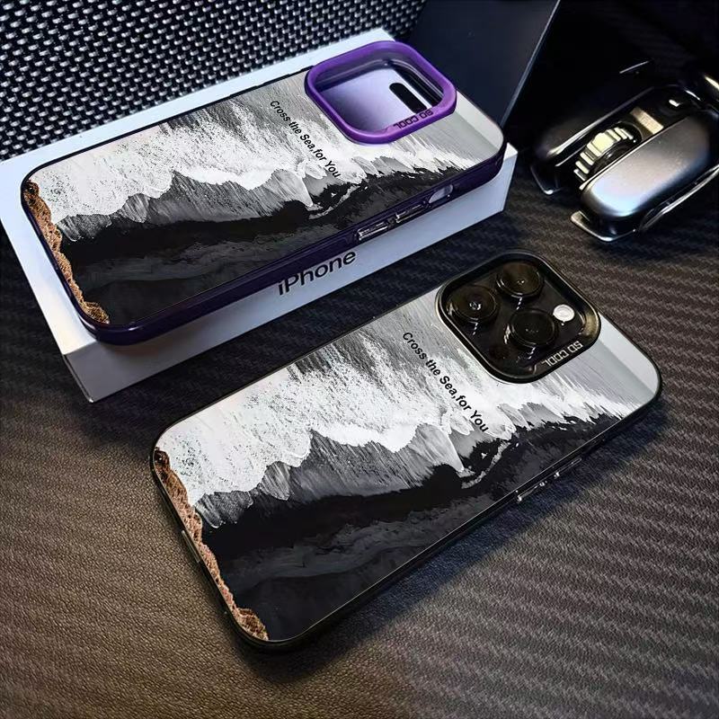 El nuevo viento negro es adecuado para la caja del teléfono móvil iphone16 Apple 15promax/14 anti-caída 13pro12 Europa y América