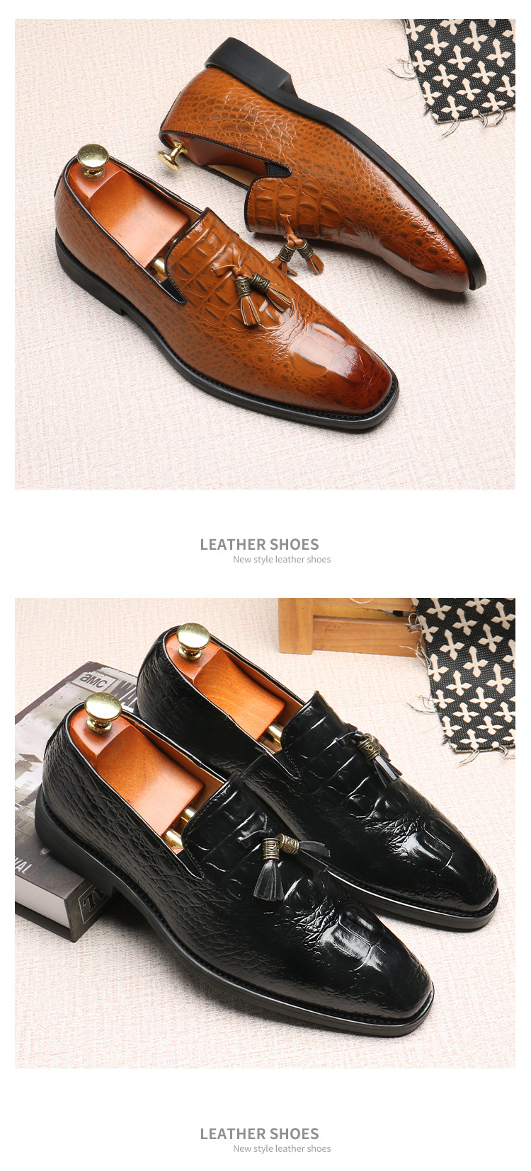 Men's slip-on loafers new business leather shoes with fringe shoes_vogvips.com