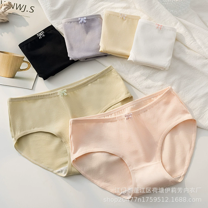 Красочное нижнее белье с бантом B650 женское нижнее белье из чистого хлопка хлопковое бесшовное треугольное нижнее белье со средней талией Нижнее белье для девочек хлопковое нижнее белье