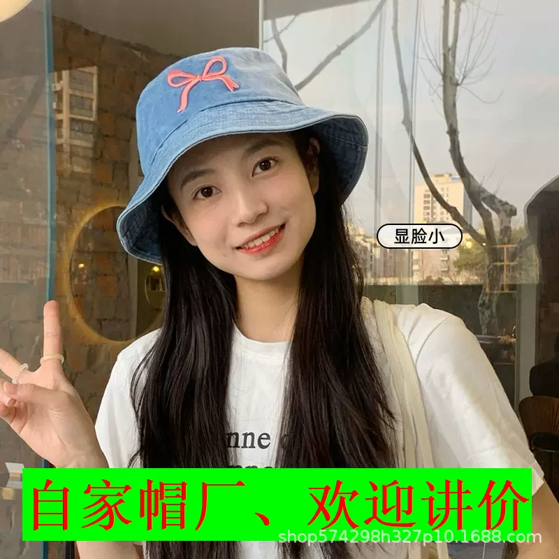 渔夫帽子女蝴蝶结牛仔领结领带新款韩国东大门跨境外贸亚马逊ebay