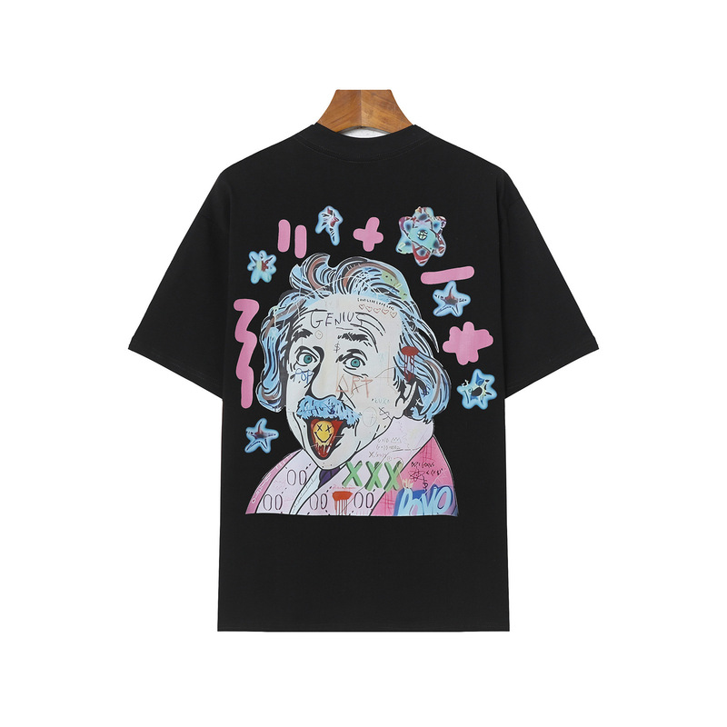[高バージョン] ヨーロッパとアメリカの面白い熱転写ルーズ半袖 T シャツ女性用クロスボーダー卸売トレンディなブランド大きいサイズ外国貿易紳士服|undefined