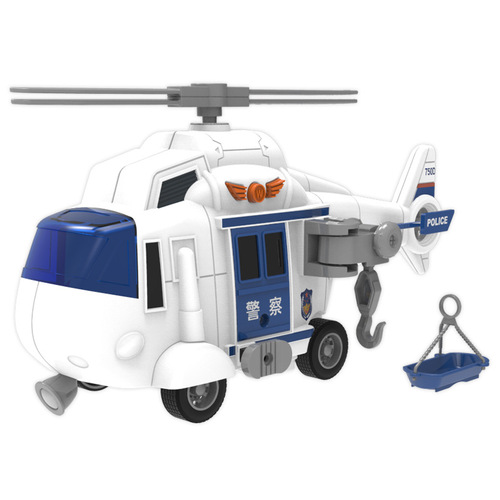 Large Police Rescue Helicopter Model Toy Car with Lights and Music and Inertia Transport Helicopter