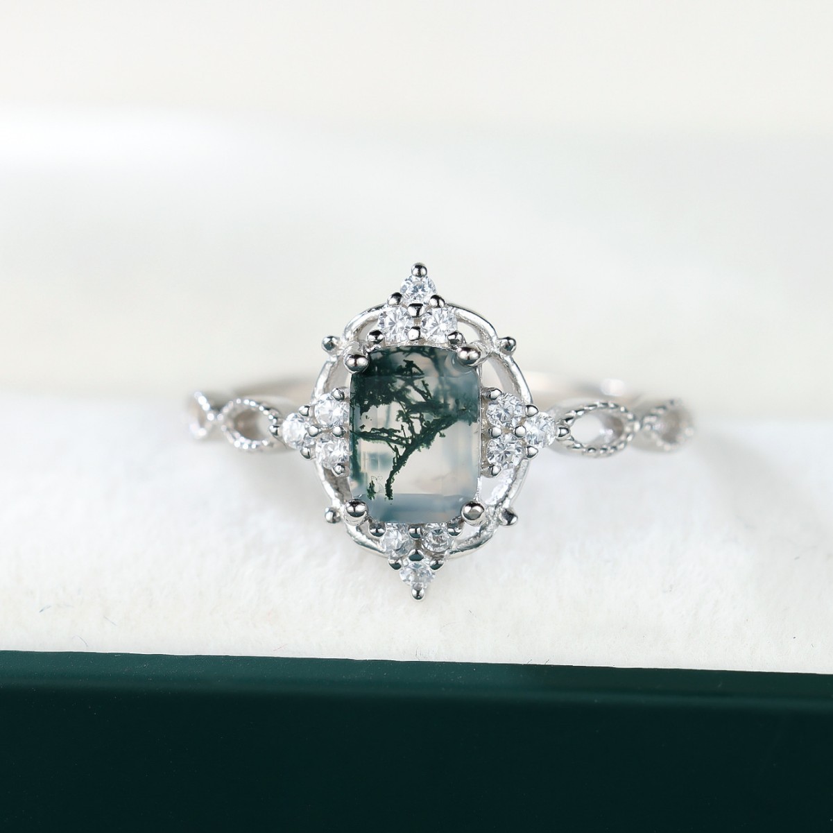 S925 Sterling Silver Japanese and Korean Square Agate Diamond Ring for Women Fresh Fashion Accessible Luxury Elegant Engagement Ring Hot Sale