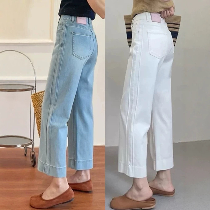 White Straight-Leg Jeans for Women, 2026 Summer New Style, Plus-Size, Flattering for Pear-Shaped Body, Loose Wide-Leg Pants