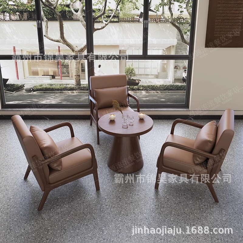 Retro Cafe Milk Tea Shop Table and Chair Combination Leisure Bar B&B Hotel Sofa Booth Negotiation Reception
