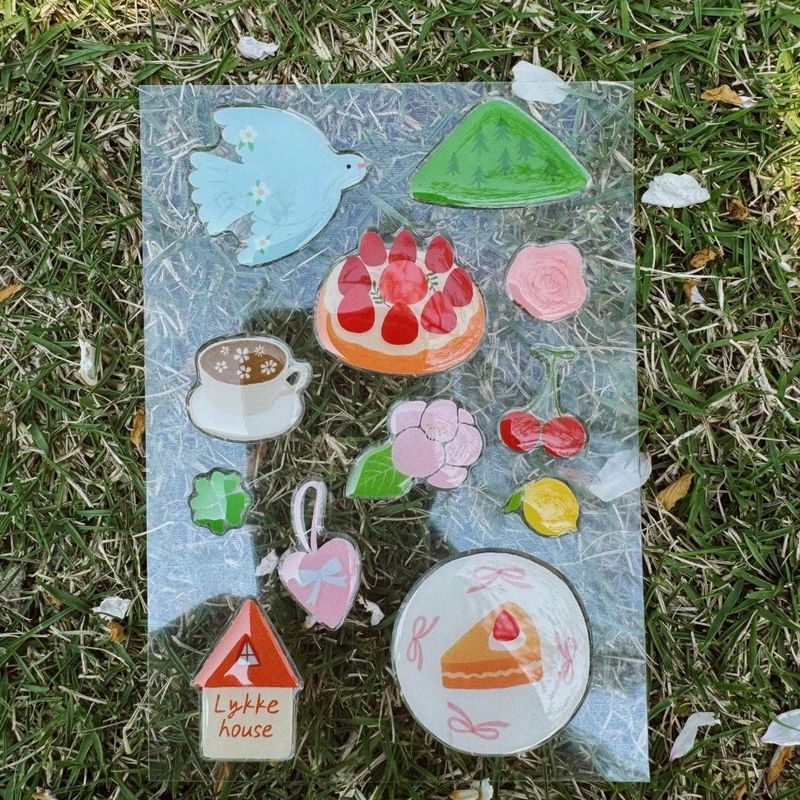 2025 小紅書新しい暖かい小屋デザートかわいいゼリーケーキステッカー DIY 携帯電話ケース ipad 装飾|undefined