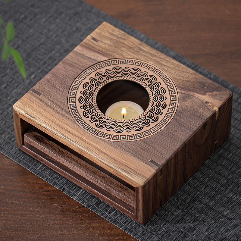 Nuevo Nogal caliente mesa de té calefacción calentador base vela hirviendo caliente té estufa Hotel hornear té