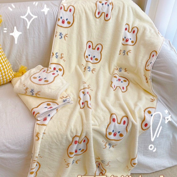 Bath towel towel dry hair cap three-piece children's cartoon cute coral fleece cotton bath water absorbent quick-drying women's wrap towel