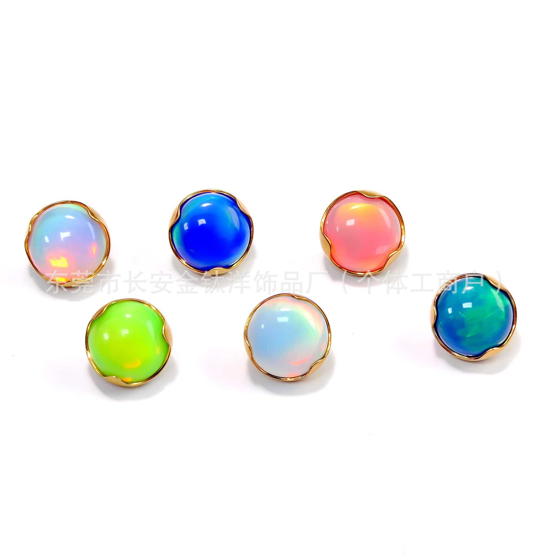 F136 Titanium 18K Gold-Plated Wavy Edge Flats Bottom Nebula Opal Earrings Ear Bone Nails G23 Titanium Alloy Piercing Jewelry detail image 8